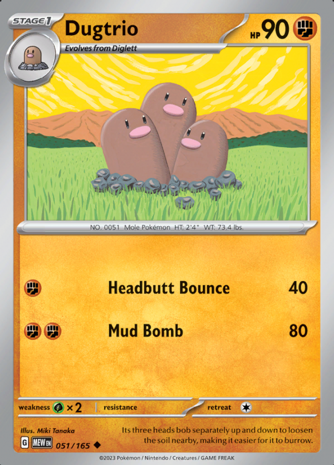 Dugtrio Reverse Holo 051 (MEW)