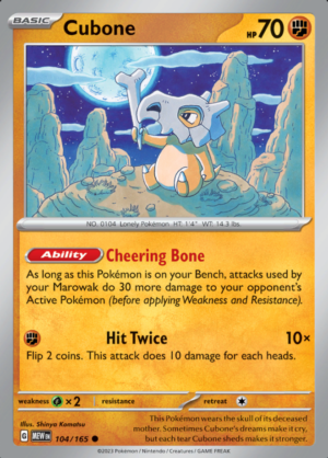 Cubone Reverse Holo 104 (MEW)