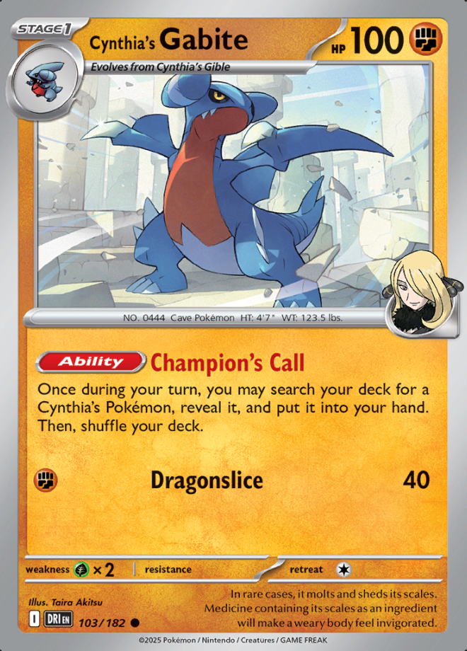 Cynthia's Gabite Reverse Holo 103 (DRI)