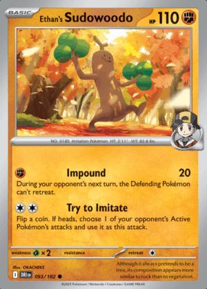 Ethan's Sudowoodo Reverse Holo 093 (DRI)