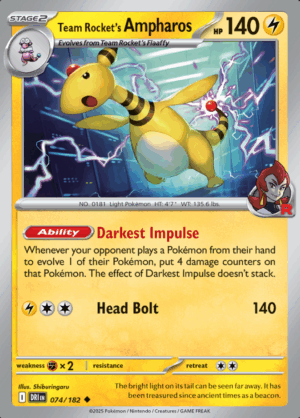 Team Rocket’s Ampharos Reverse Holo 074 (DRI)