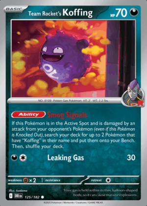 Team Rocket’s Koffing Reverse Holo 125 (DRI)