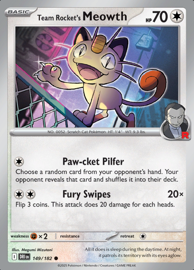 Team Rocket’s Meowth Reverse Holo 149 (DRI)