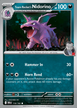 Team Rocket's Nidorino Reverse Holo 118 (DRI)
