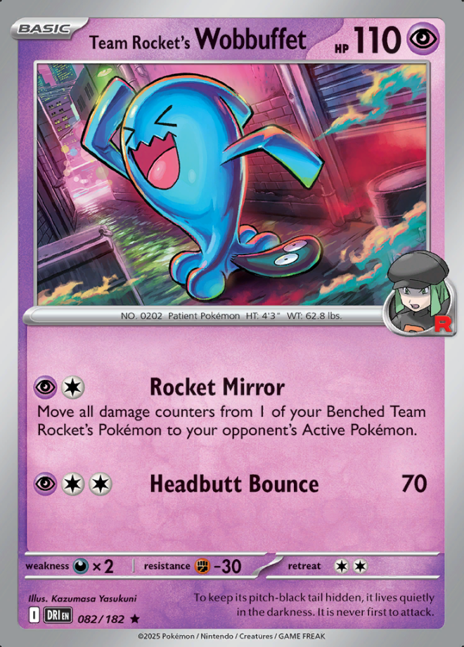 Team Rocket’s Wobbuffet Reverse Holo 082 (DRI)