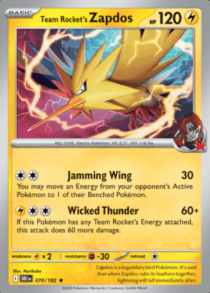 Team Rocket’s Zapdos Holo 070 (DRI)