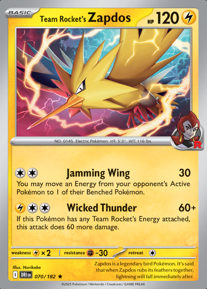 Team Rocket’s Zapdos Holo 070 (DRI)