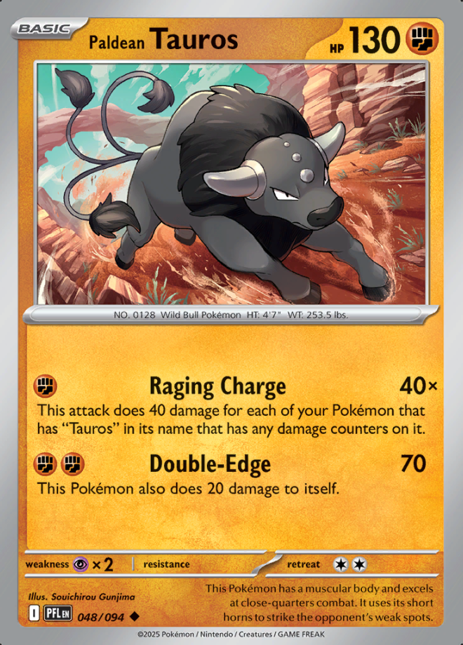 Paldean Tauros 048 Reverse Holo (PFL)