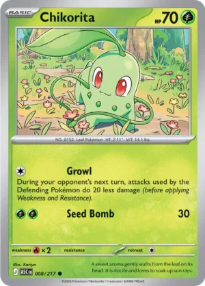 Chikorita Reverse Holo -Energy pattern 008 (ASC)