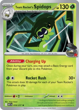 Team Rocket's Spidops Reverse Holo -Energy pattern 019 (ASC)