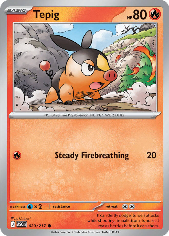 Tepig Reverse Holo -Ball pattern 029 (ASC)