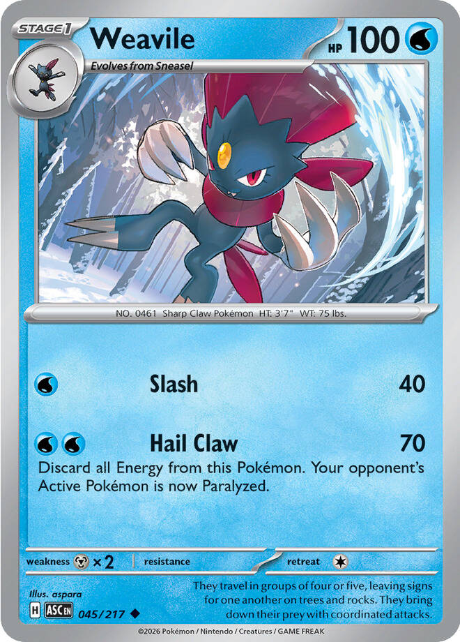 Weavile Reverse Holo -Energy pattern 045 (ASC)