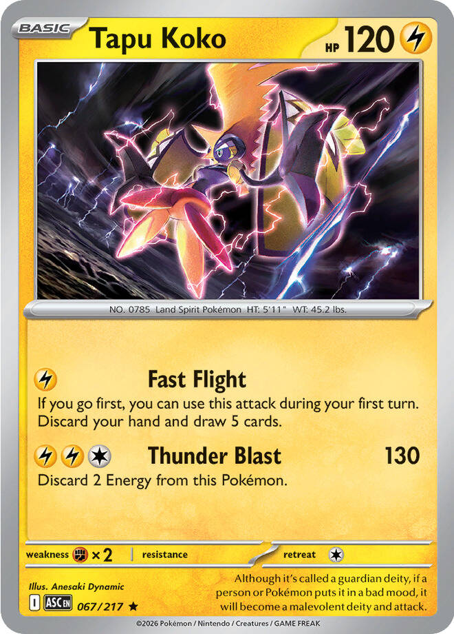 Tapu Koko Reverse Holo -Ball pattern 067 (ASC)