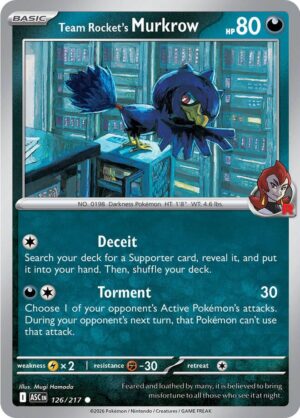 Team Rocket's Murkrow Reverse Holo -Ball pattern 126 (ASC)
