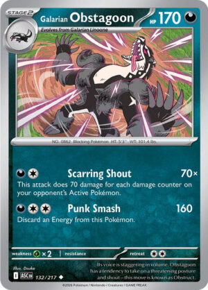 Galarian Obstagoon Reverse Holo -Energy pattern 132 (ASC)