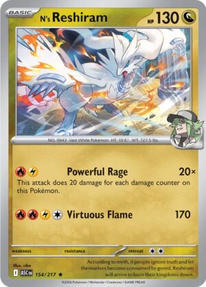 N's Reshiram Reverse Holo -Energy pattern 154 (ASC)