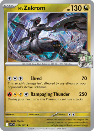 N's Zekrom Reverse Holo -Energy pattern 155 (ASC)