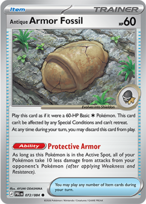 Antique Armor Fossil Reverse Holo 072 (PBL)