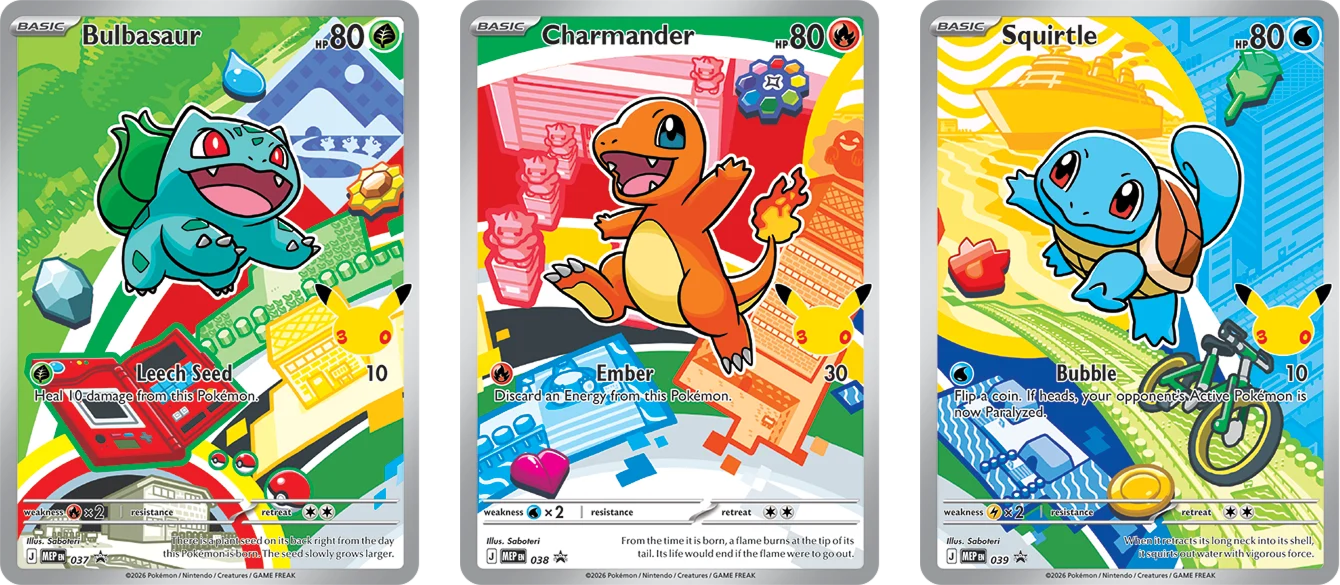 Bulbasaur 037, Charmander 038, Squirtle 039 - zestaw